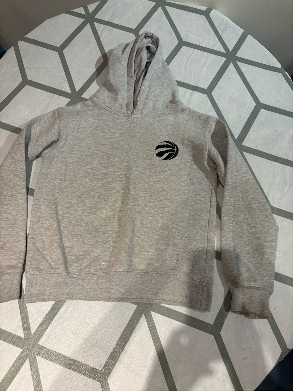 3/15$ Light Gray Hoodie with Black Basketball Logo